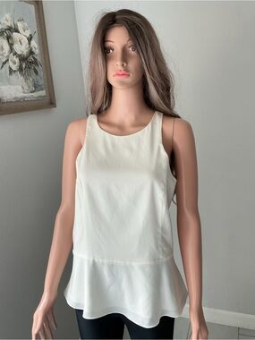 Express Cream Sleeveless Peplum Top L
